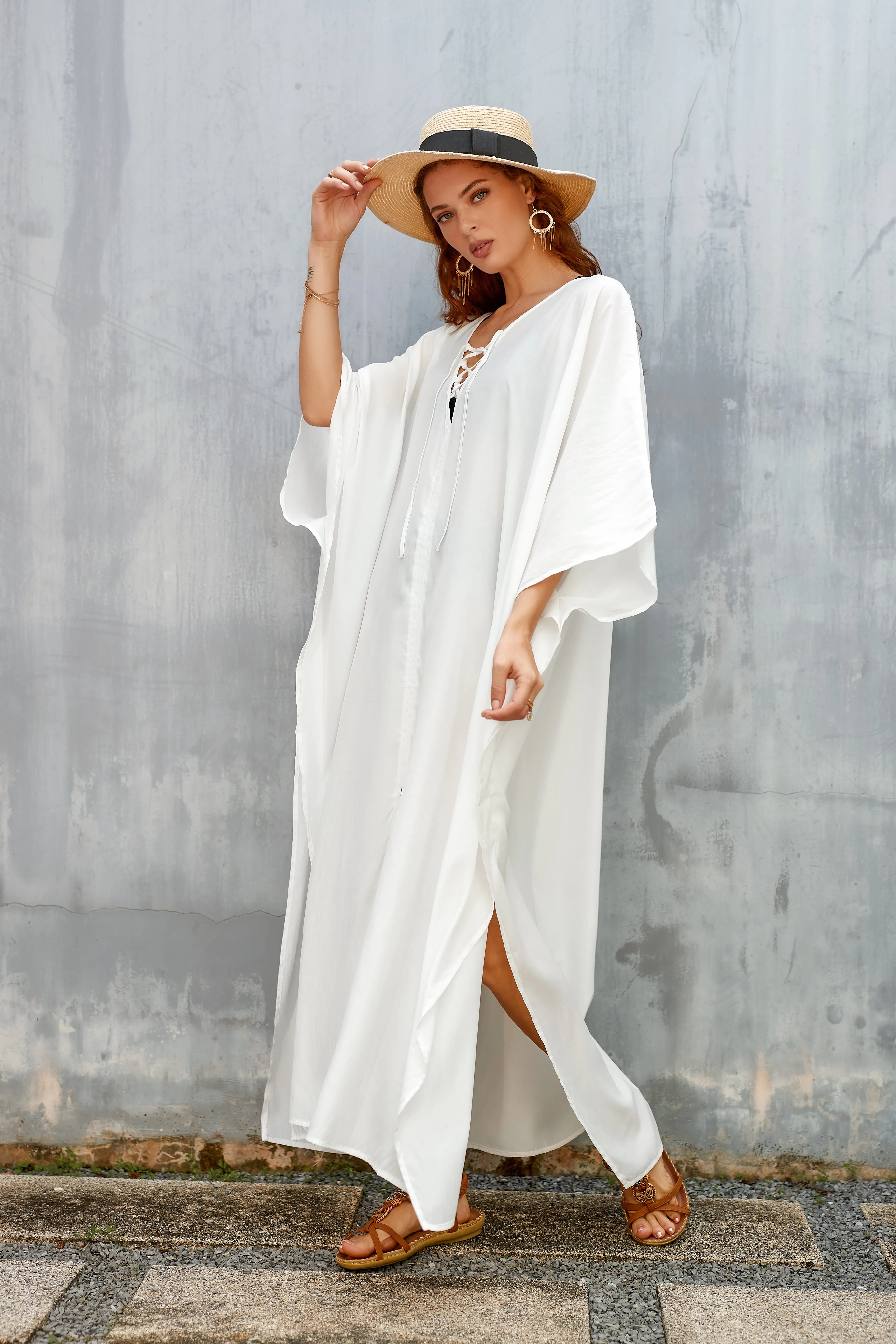 Women's Loose V-Neck Beach Caftan Cover Up Dress