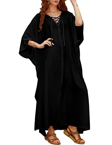 Women's Loose V-Neck Beach Caftan Cover Up Dress