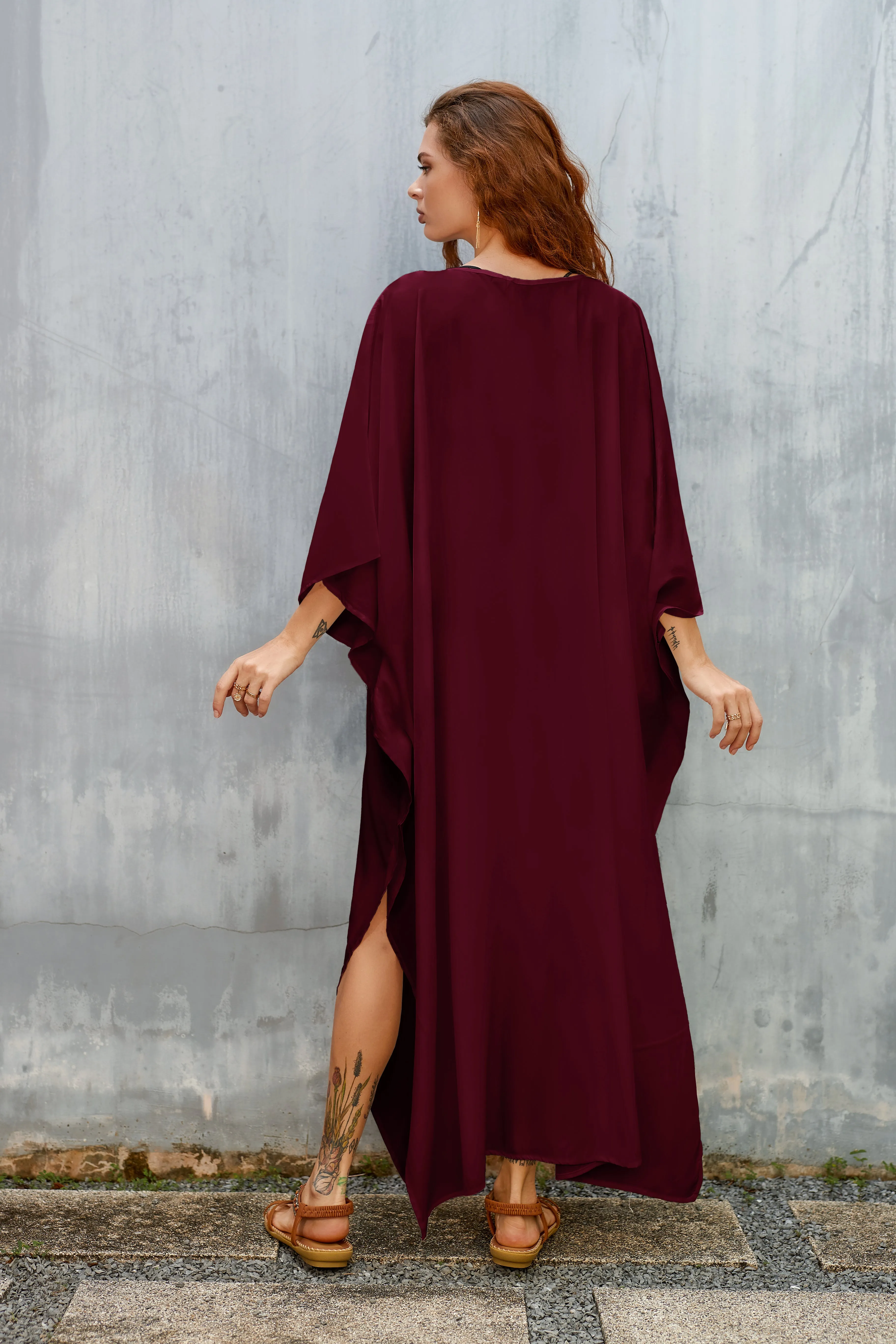 Women's Loose V-Neck Beach Caftan Cover Up Dress