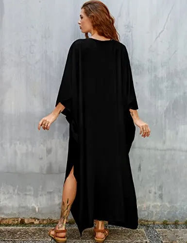 Women's Loose V-Neck Beach Caftan Cover Up Dress