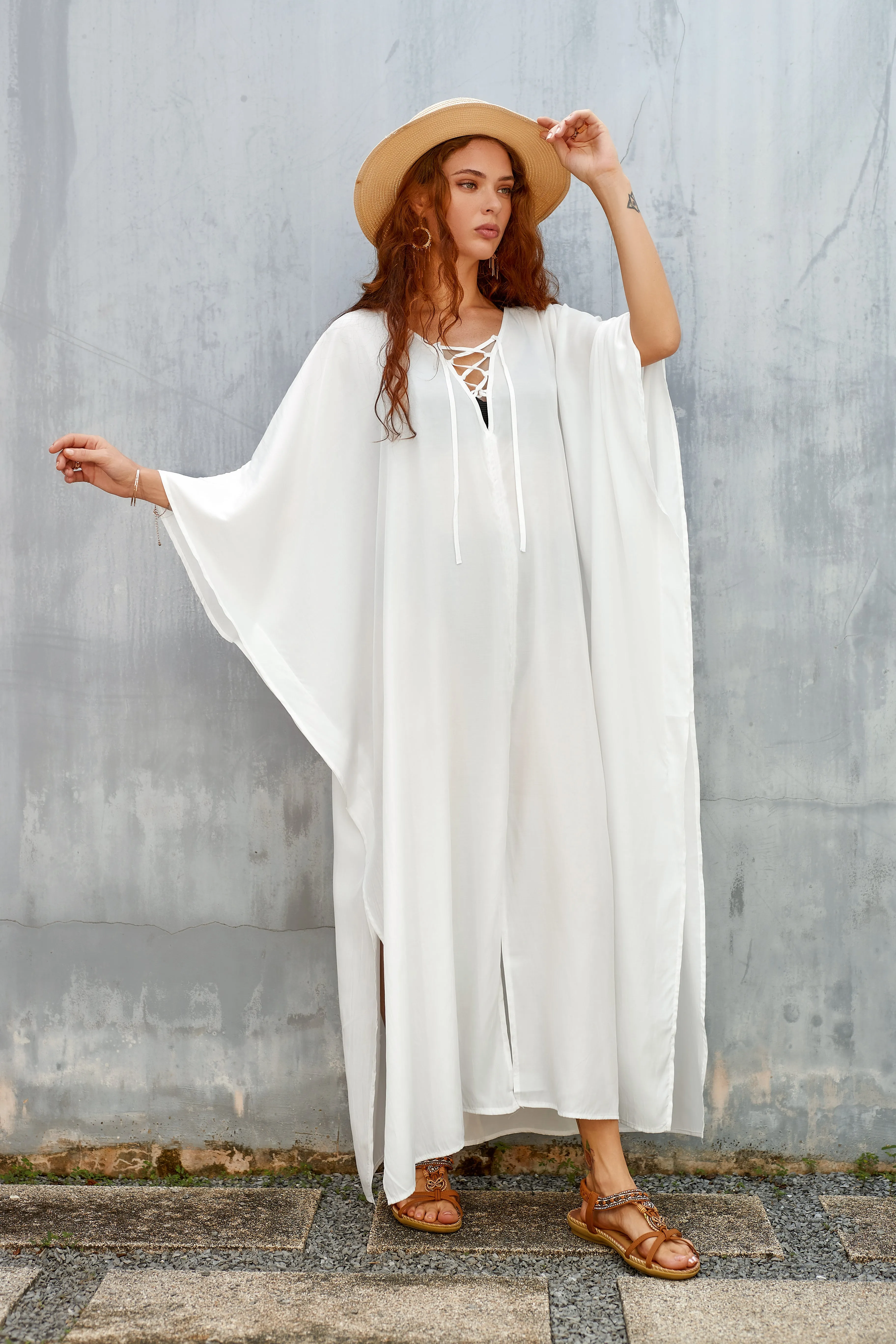 Women's Loose V-Neck Beach Caftan Cover Up Dress