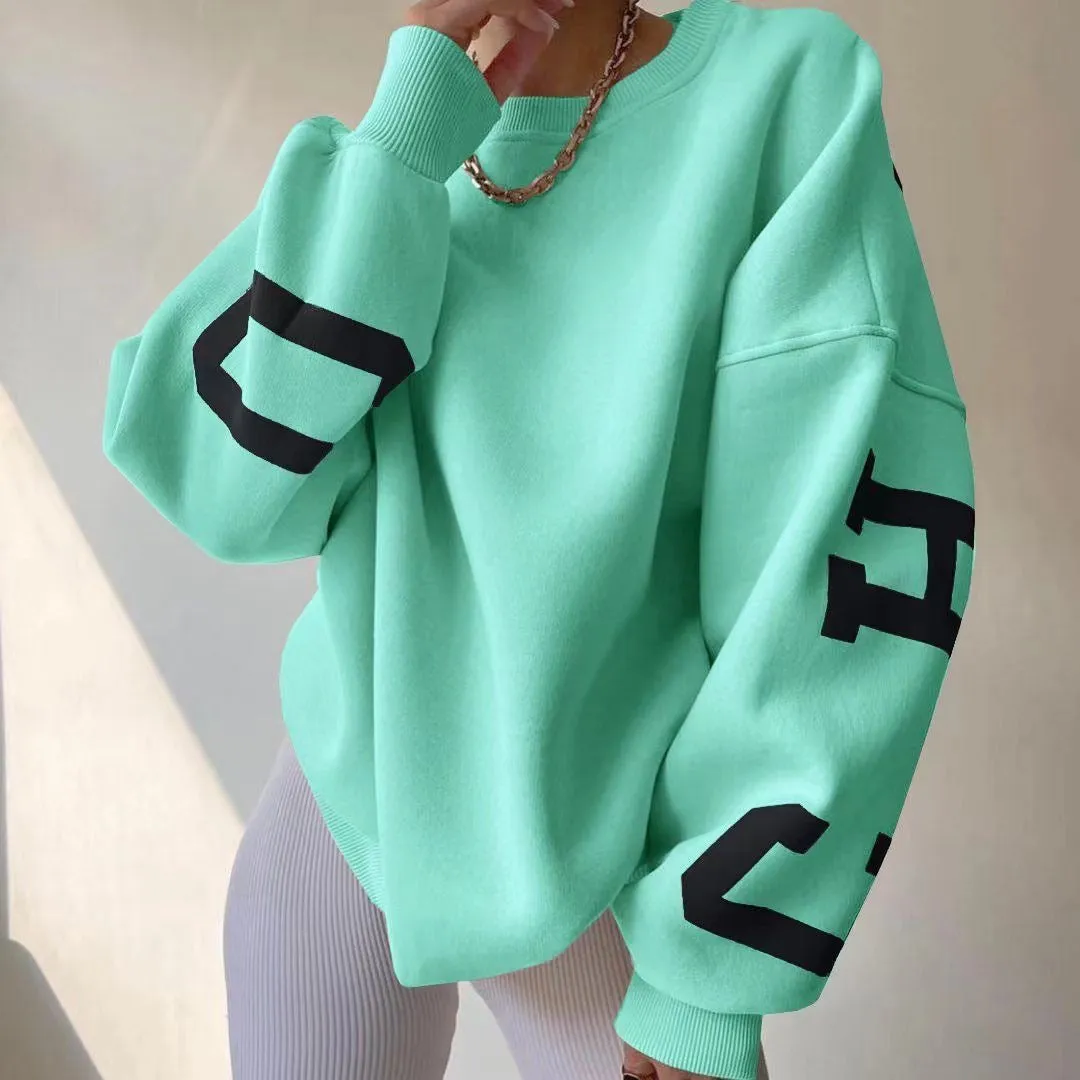 Women's Sweatshirt for Spring, Autumn, and Winter - Popular, Casual, Fashionable, Loose, Thick, Versatile Long Sleeve Top