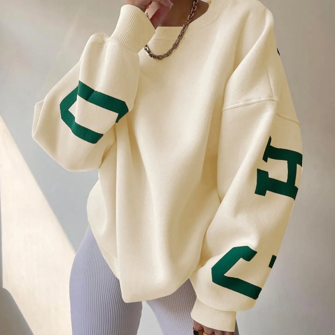 Women's Sweatshirt for Spring, Autumn, and Winter - Popular, Casual, Fashionable, Loose, Thick, Versatile Long Sleeve Top