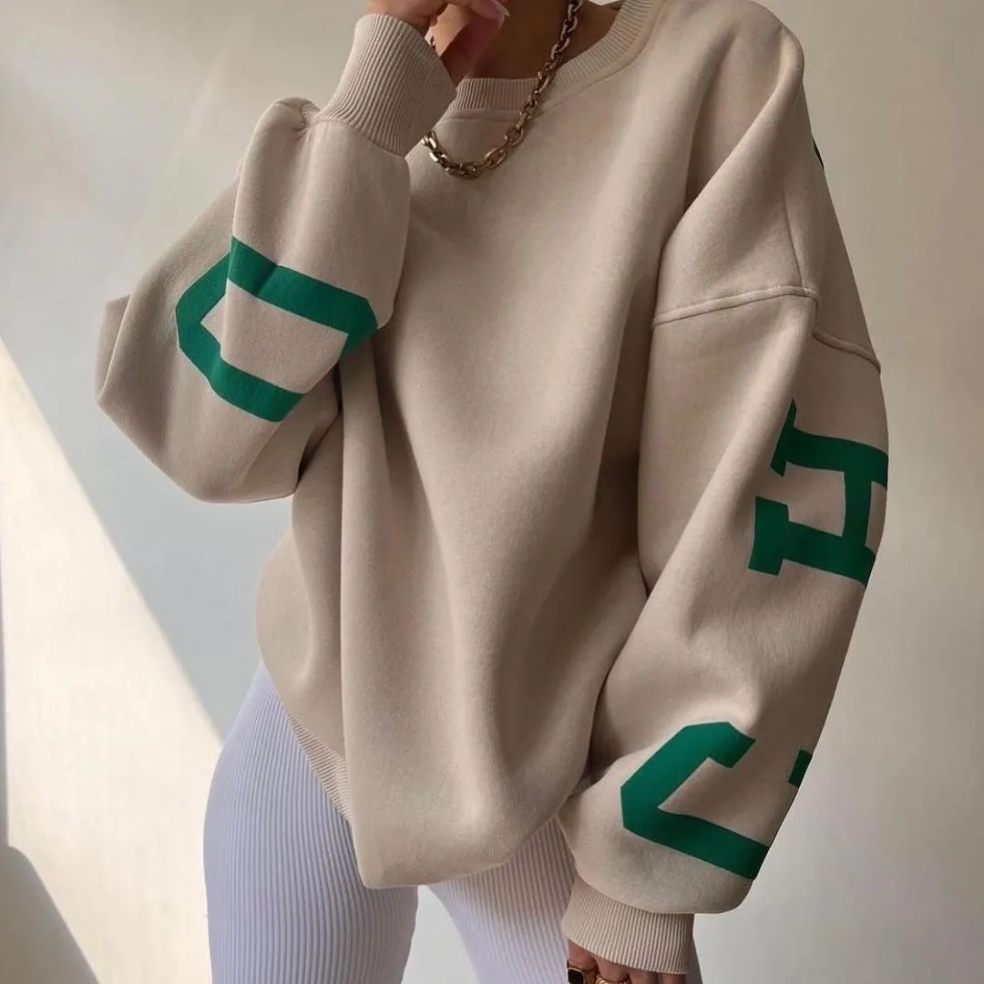 Women's Sweatshirt for Spring, Autumn, and Winter - Popular, Casual, Fashionable, Loose, Thick, Versatile Long Sleeve Top